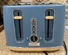 Haden Dorchester 4 Slice Wide Slot Retro Toaster Blue NWOB B13
