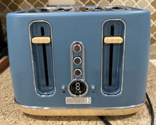 Haden Dorchester 4 Slice Wide Slot Retro Toaster Blue NWOB B13