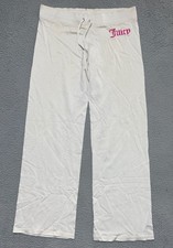 Vintage Made in USA Y2K Juicy Couture Track Pants White Size M Cotton Rayon