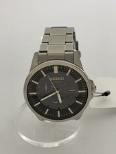 SEIKO solar watch/analog/stainless steel/BLK/SLV/V14-0AX0