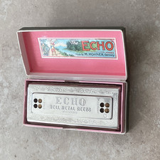 Hohner Echo Bell Metal Reeds Harmonica Double Sided - Keys C G- VG Condition