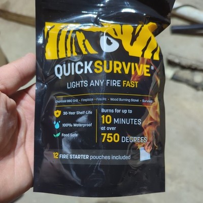 24 QuickSurvive Fire Starter 12 Packs 100% Waterproof