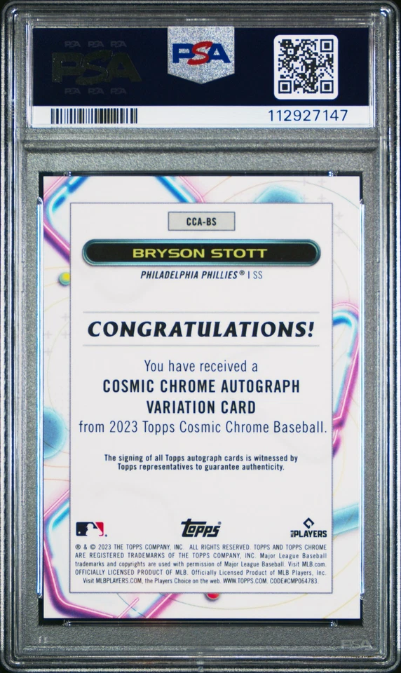 2023 TOPPS COSMIC CHROME COSMIC CHROME AUTO #BS BRYSON STOTT 7/50 PSA 10 - Image 2 of 2