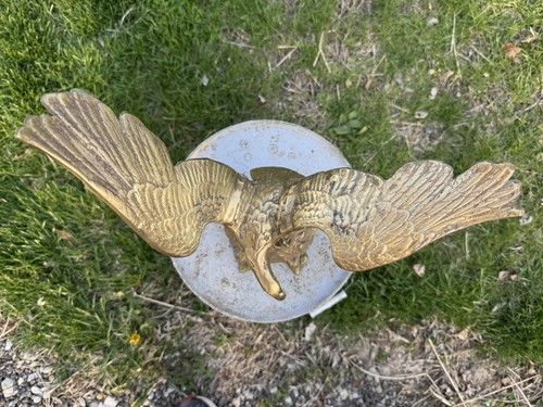 Vintage Brass Eagle Spread Wings On Rocks Figurine Statue - 13” Wingspan (TS) - Picture 8 of 10