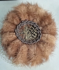Vintage 50s Mink Pillbox Hat w/Embroidery Nude Netting
