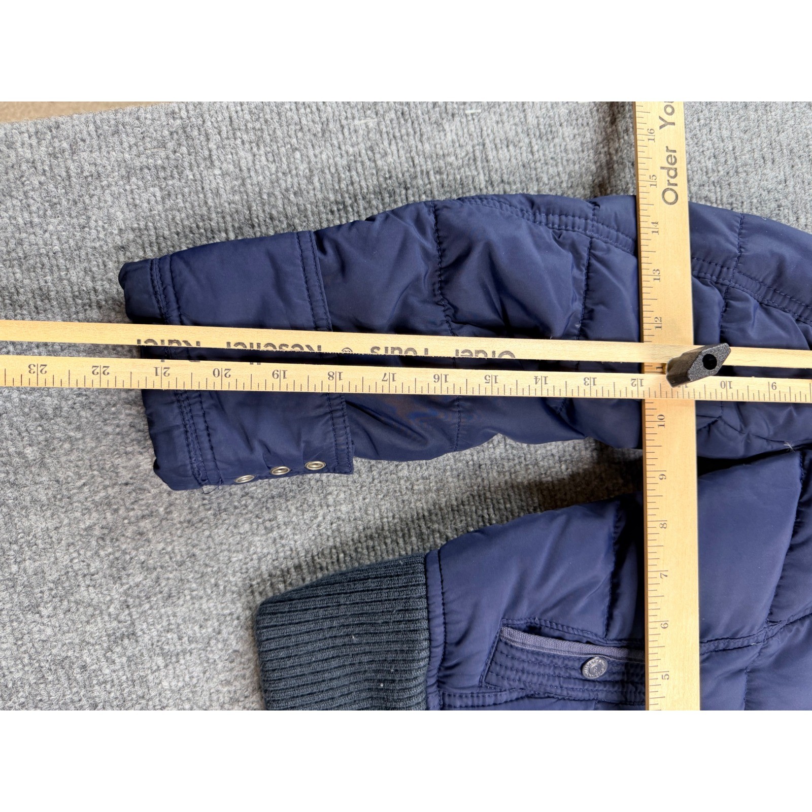 Hollister Navy Blue Down Feather Puffer Bomber Jacket Womens Small Embroidered image 7