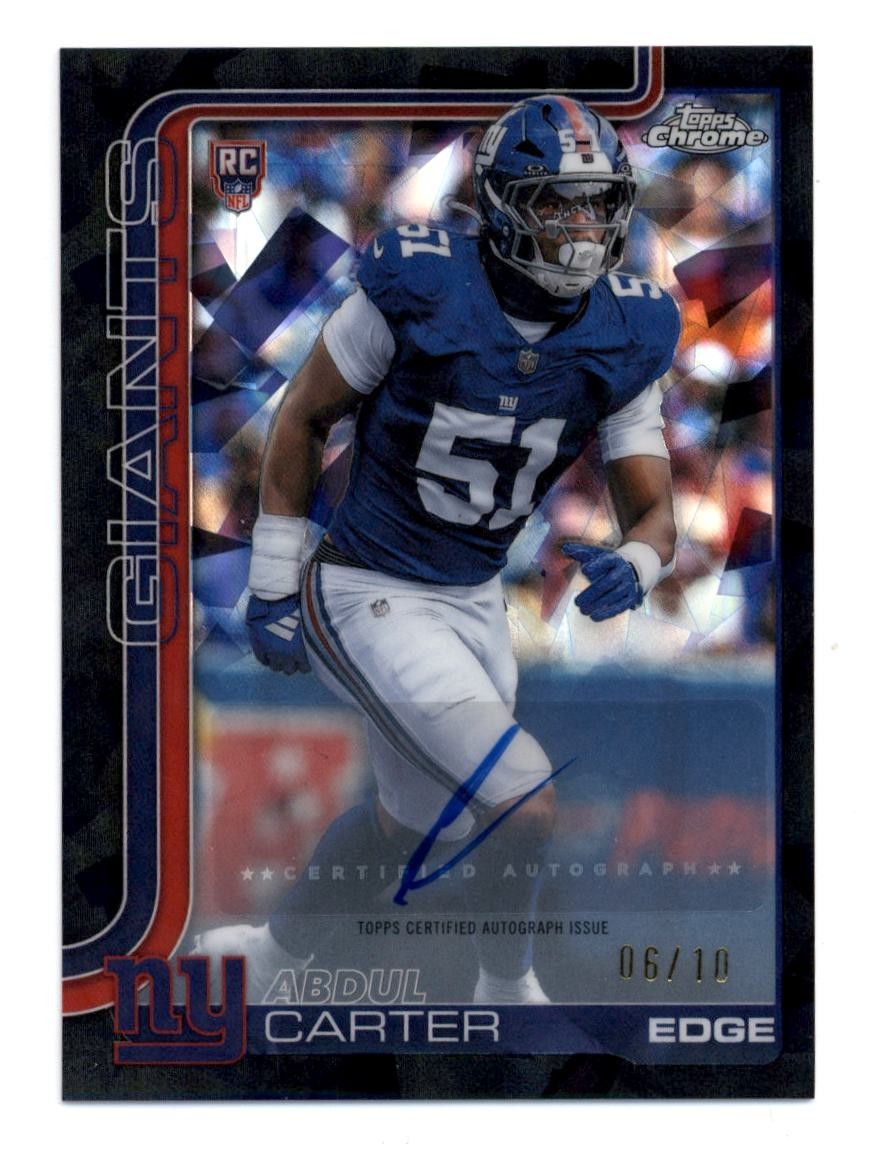 2025 Topps Chrome Abdul Carter Black Sapphire Autograph Refractor 6/10 Rookie RC