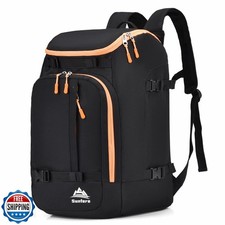 FeedMoo Ski Boot Bag Black Cooler Backpack 50L with Orange Zipper