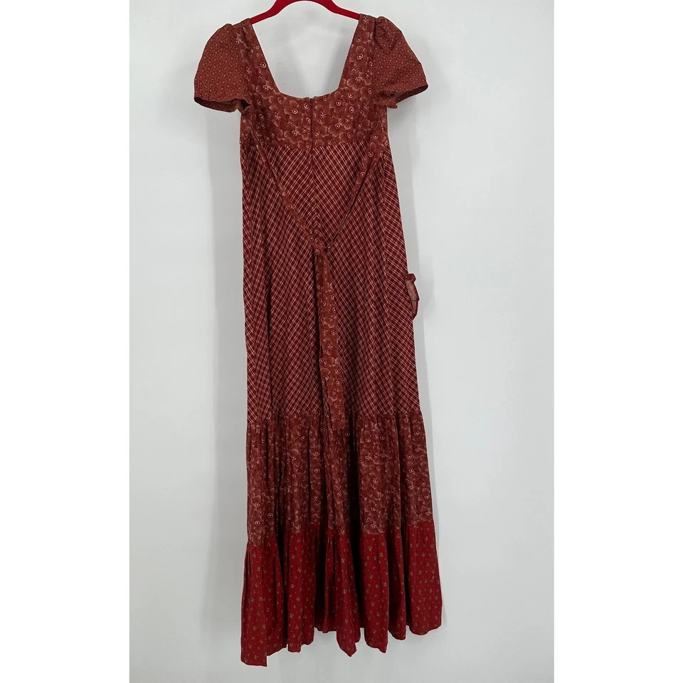 Young Edwardian Womens 70s Milkmaid Maxi Dress Size 5 Prairie Tiered Boho - Image 4 of 4