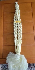 46” Vtg Boho Large Ivory Cord Macrame Hanging Plant Holder Ceramic Beads 1970s 