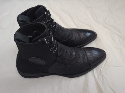 Cesare Paciotti Men Black Lizard Embossed Leather High Top Boot Italy Size 7