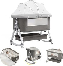 Bassinet Bedside Sleeper, Portable Baby Crib 3-in-1 with 6 Adjustable Height