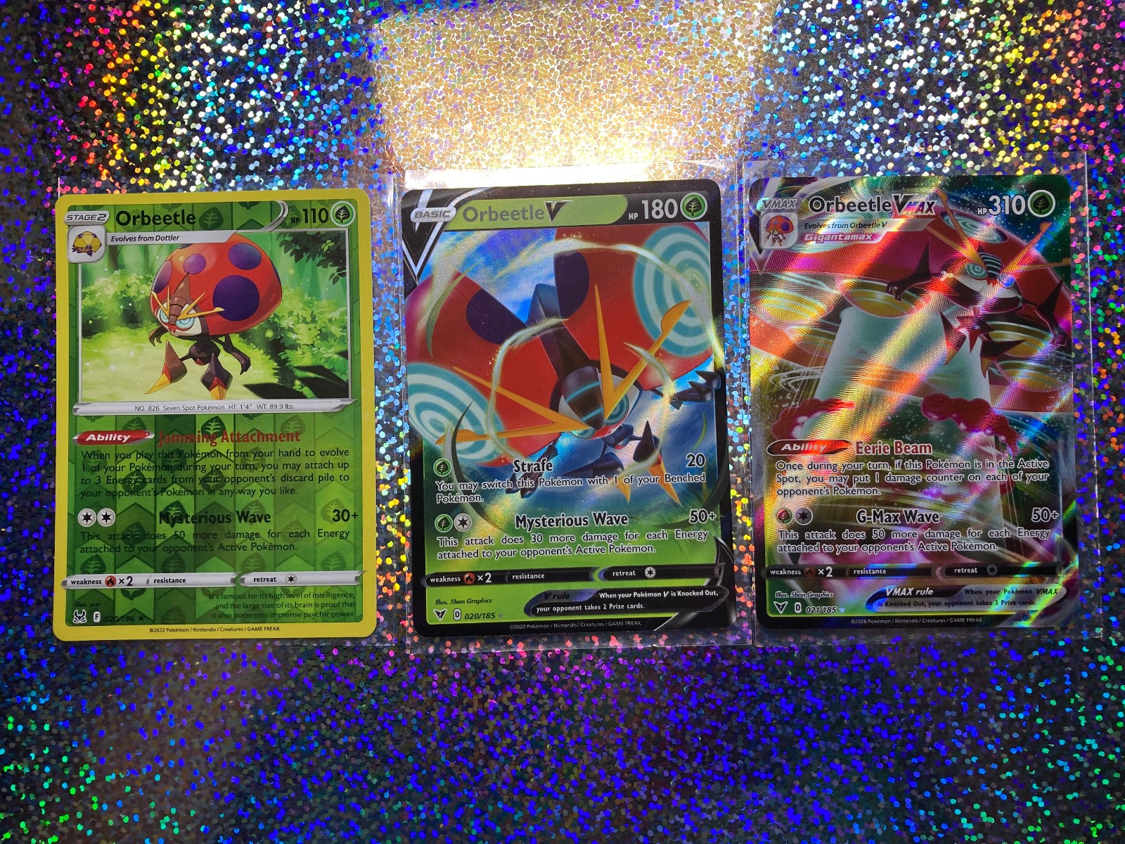 Pokemon TCG Vivid Voltage: 021/185 Orbeetle VMAX; 020/185 Orbeetle V