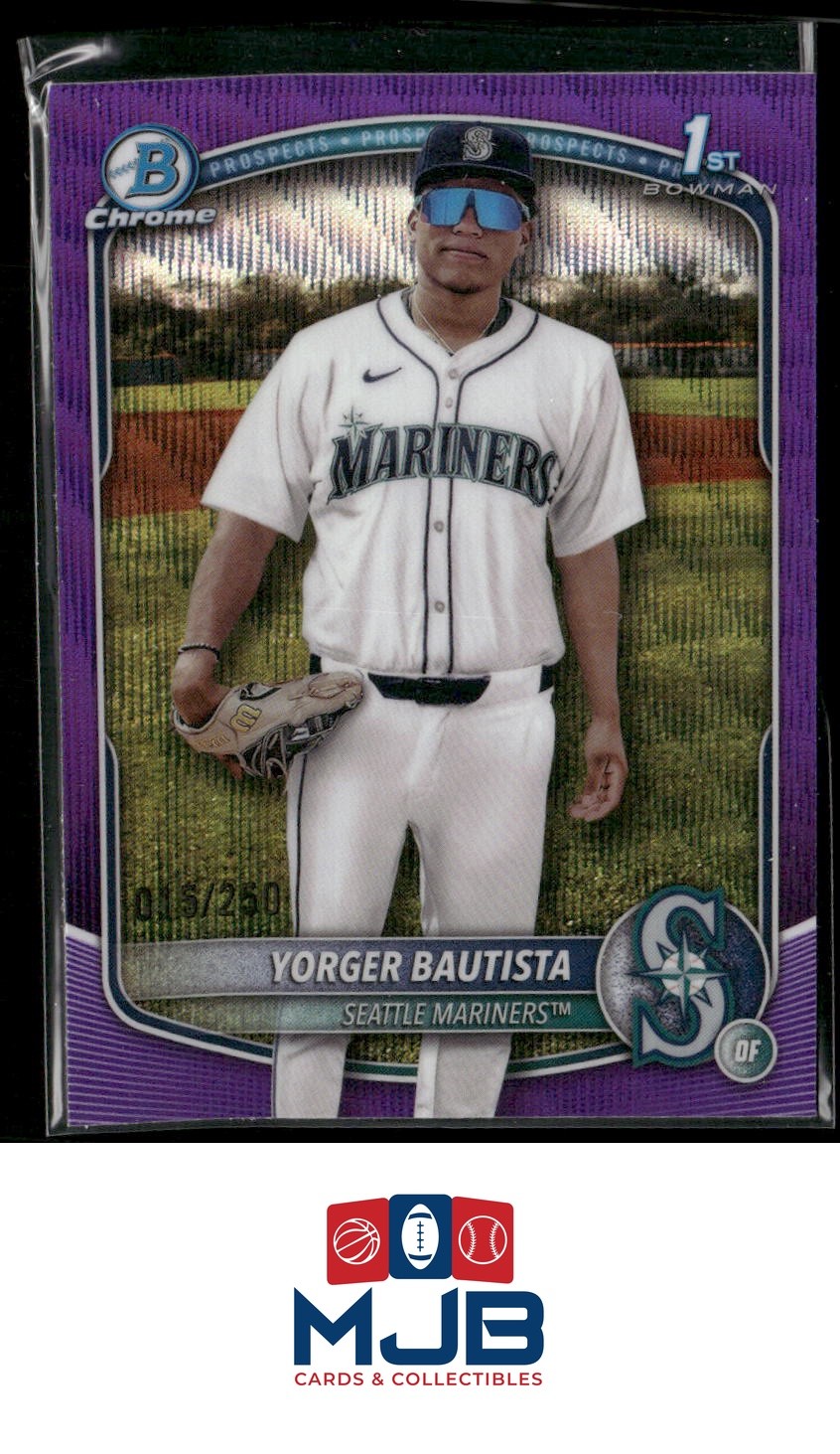 2025 Bowman Chrome Yorger Bautista Prospects Purple Wave #/250 #BCP-194 Mariners