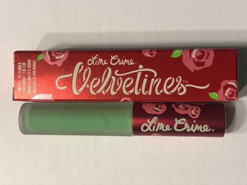 LIME CRIME VELVETINES ALIEN BLACK LIGHT REACTIVE GREEN MATTE LIPSTICK COSMETICS - Image 2 of 3