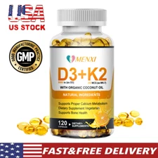 Vitamin D3 K2 Supplement 120 Veggie Softgels - 5000IU Vit D3, 200Mcg MK7-K2