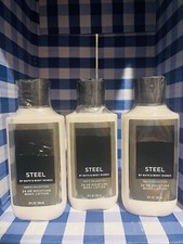 LOT OF 3 BATH  BODY WORKS STEEL FOR MEN BODY LOTION HAND CREAM LARGE 8 OZ 24 HR