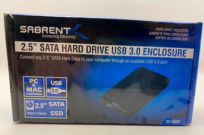 SABRENT 2.5-Inch SATA to USB 3.0 Tool-Free External Hard Drive Enclosure New!