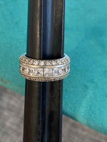 VTG Sterling Silver .925 Signed BE CN CZ Stone Band Ring Size 3.75 - Picture 2 of 7