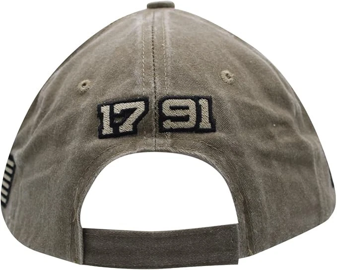 NUEVA Gorra de Béisbol Calavera y Rifle Segunda Enmienda. Caqui lavado. 6960 Foto 3 de 4