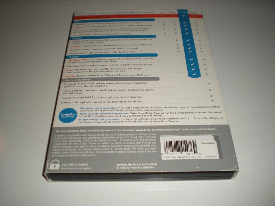 Turbotax 2015 Premier & State. Better than Deluxe! New in sealed box. - Image 2 of 4