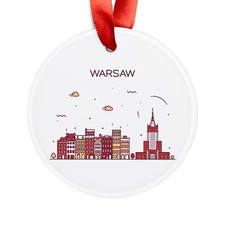 WARSAW POLAND Skyline, Polish Travel, Personalized Round Acrylic Ornament Gift