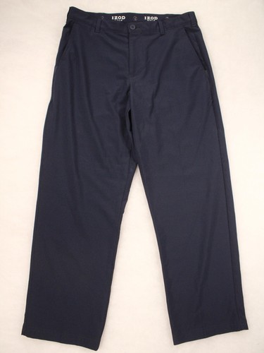 IZOD GOLF Navy Blue Flat Front Performance Chinos Golf Pants 32x28 - Picture 2 of 7