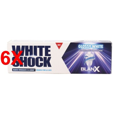 6 X Blanx Dentifricio White Shock Glossy White 75 Ml Sbiancante