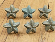 6 CAST IRON STARFISH DRAWER PULLS CABINET CUPBOARD BATHROOM DECOR KNOBS **READ**