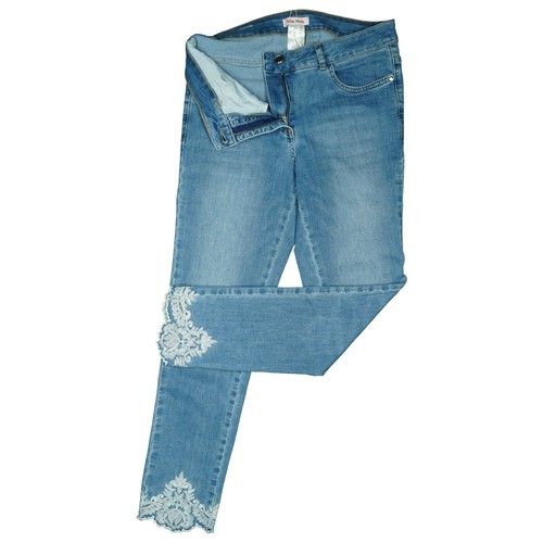Alba Moda Jeans Damen super Stretch 7/8 ankle Hose Slim mid S 36 W29 blau Spitze - Bild 2 von 5