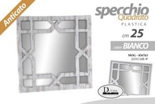 SPECCHIO QUADRATO BIANCO ANTICATO PARETE MOBILI ARMADIO BAGNO SPECCHIETTO 25 CM
