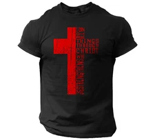 Bible Religious Cross T-Shirt Christian Men Faith Vintage Style I Can Do All