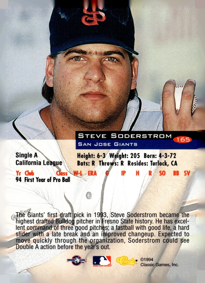 1994 Classic #165 Steve Soderstrom - Image 2 of 2