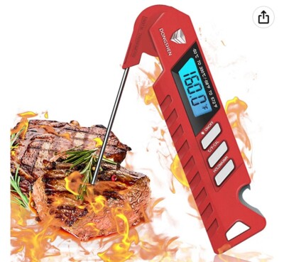 Dongshen Digital Meat Thermometer with Folding Probe, Ultra Fast, and Waterproof