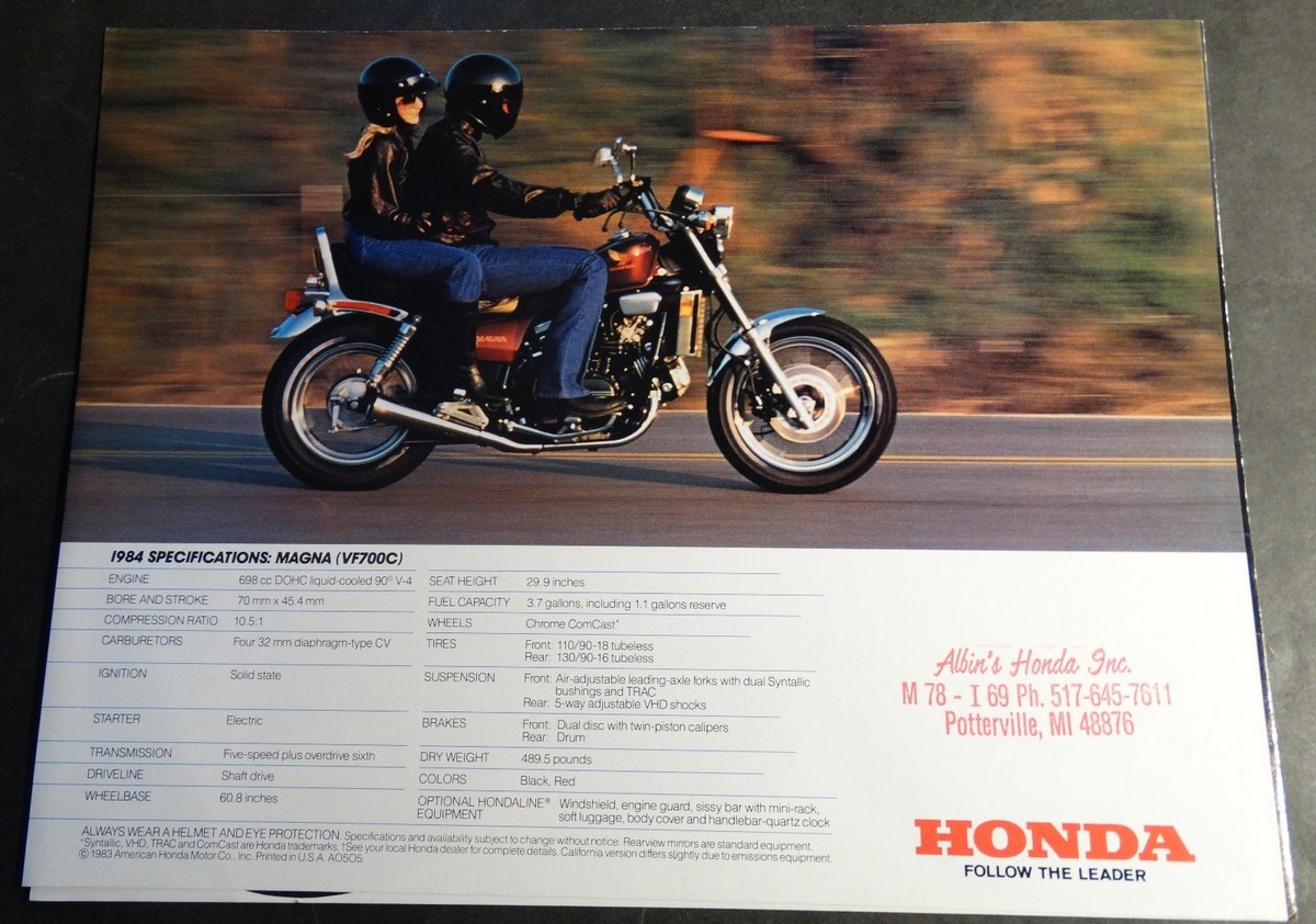 1984 HONDA MOTORCYCLE MAGNA SALES BROCHURE PAGES NICE (518)