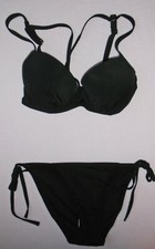 Pour Moi Beach Bound Black Bikini Top 32D & Space Briefs Size 8 New Tags BNWT