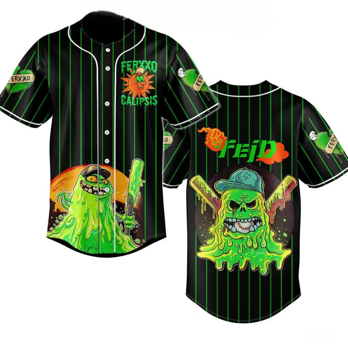 Feid Ferxxo Calipsis Slimer Monster Personalized Baseball Jersey