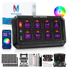 MICTUNING P1s 8 Gang Switch Panel, RGB LED Light Bar Power System APP Controller