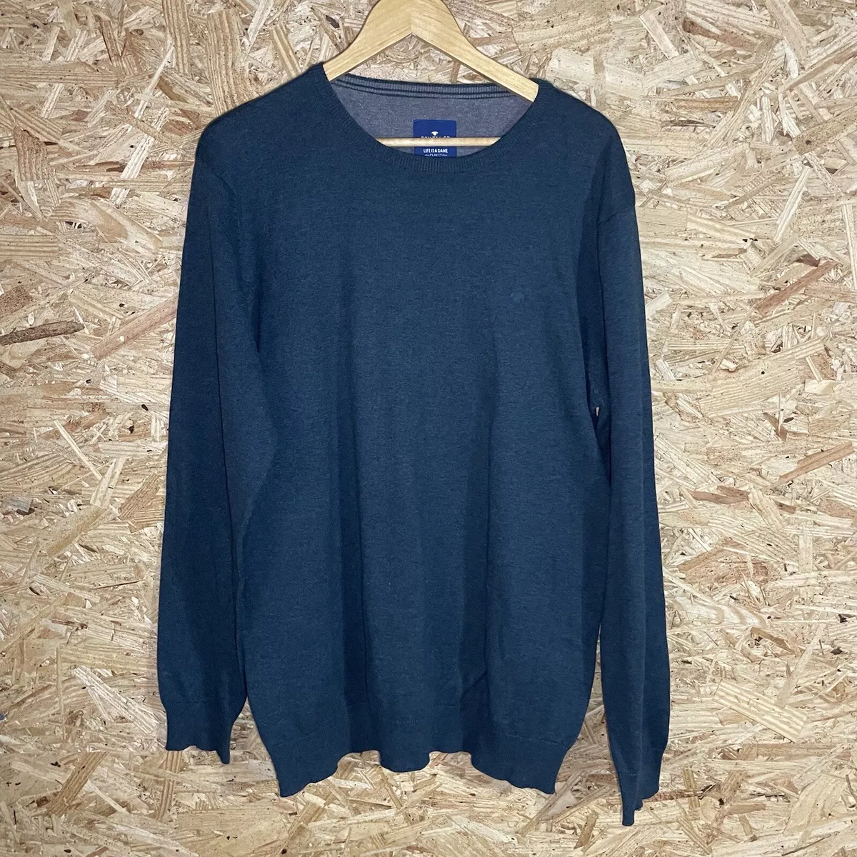 Tom Tailor Sweater Mens XXL Green Pullover Knit V Neck Long Sleeve Cotton