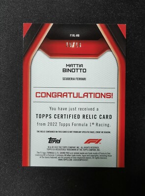 topps f1 mattia binotto patch relic topps f1 mattia binotto patch relic