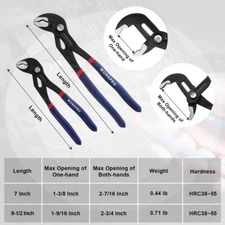 WORKPRO 2 PC Groove Joint Pliers Set 7" 10" Fast Adjustable Water Pump Pliers