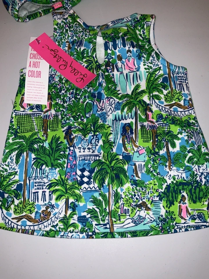 Lilly Pulitzer Nuevo con Etiquetas Bebé Lilly Cambio Verde Lilly En Vacaciones Talla 6/12, 12/18 Mos Foto 4 de 4