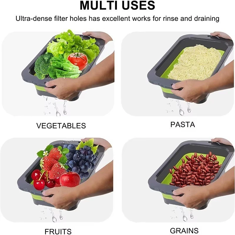 Collapsible Colander with Extendable Handles Strainer Over Veg&fruits etc.