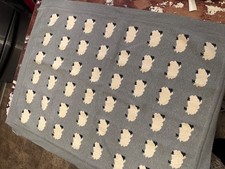 Grey Knitted Baby Blanket Sheep Motif 39 x 32 BEAUTIFUL 