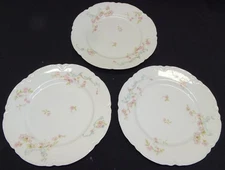 Haviland Schleiger 63b 3 Salad Plates 7 3/8" Pink Roses Blue Ribbons