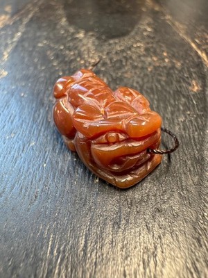 Roter Karneol Pixiu Amulett Anhänger - handgeschnitzter Feng Shui Reichtum...