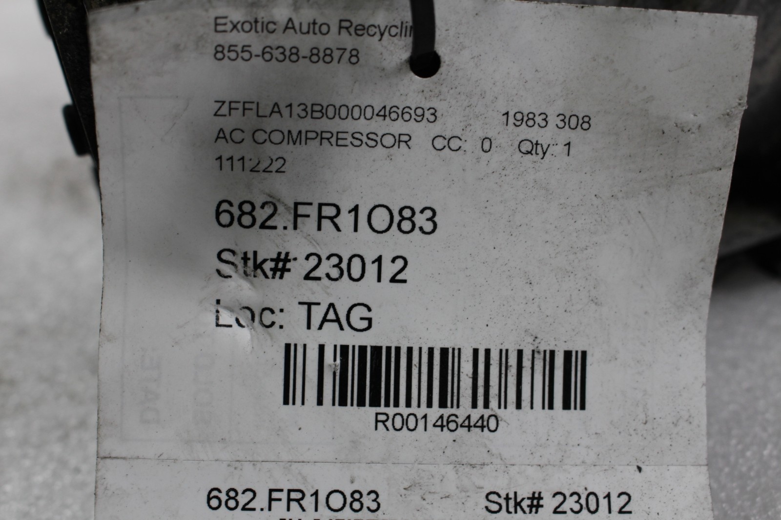 Ferrari 308, AC Compressor, Used, P/N 111222
