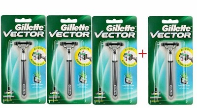 4x Gillette Vector Fits Atra Plus Razor Blade Refill Cartridge Shaver Handle 3+1