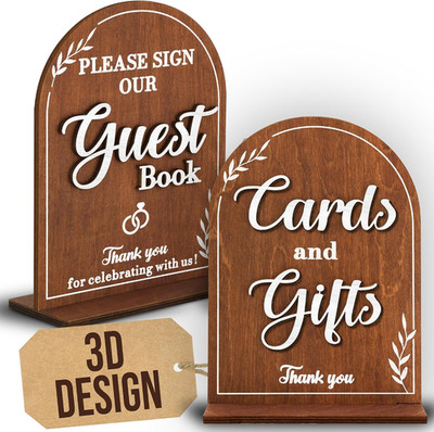 Wedding Table Signs, Set of 2, Cards and Gifts, Guest  | Wood Signs for Ceremony
