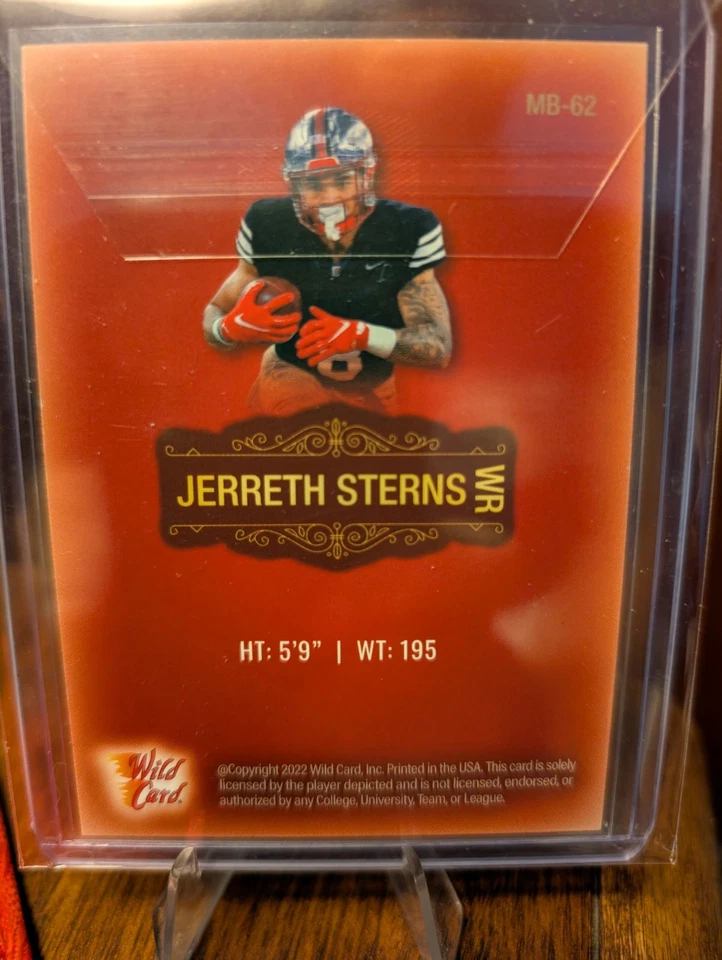 2022 Wild Card MATTE - Jerreth Sterns #MB-62 Red (RC) - Image 2 of 2